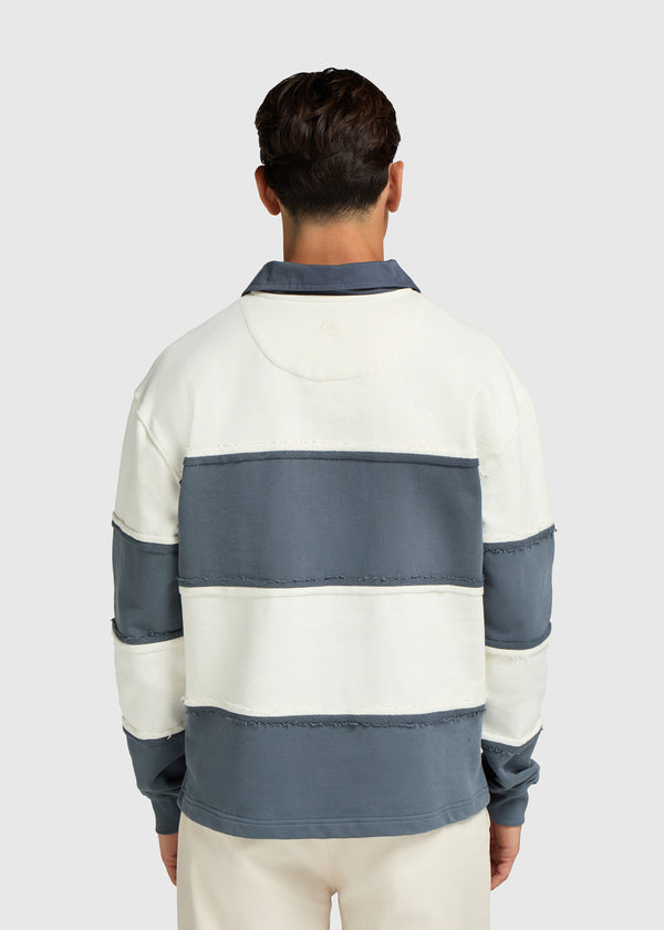 Raw Edge Big Stripe Polo - Ombre Blue