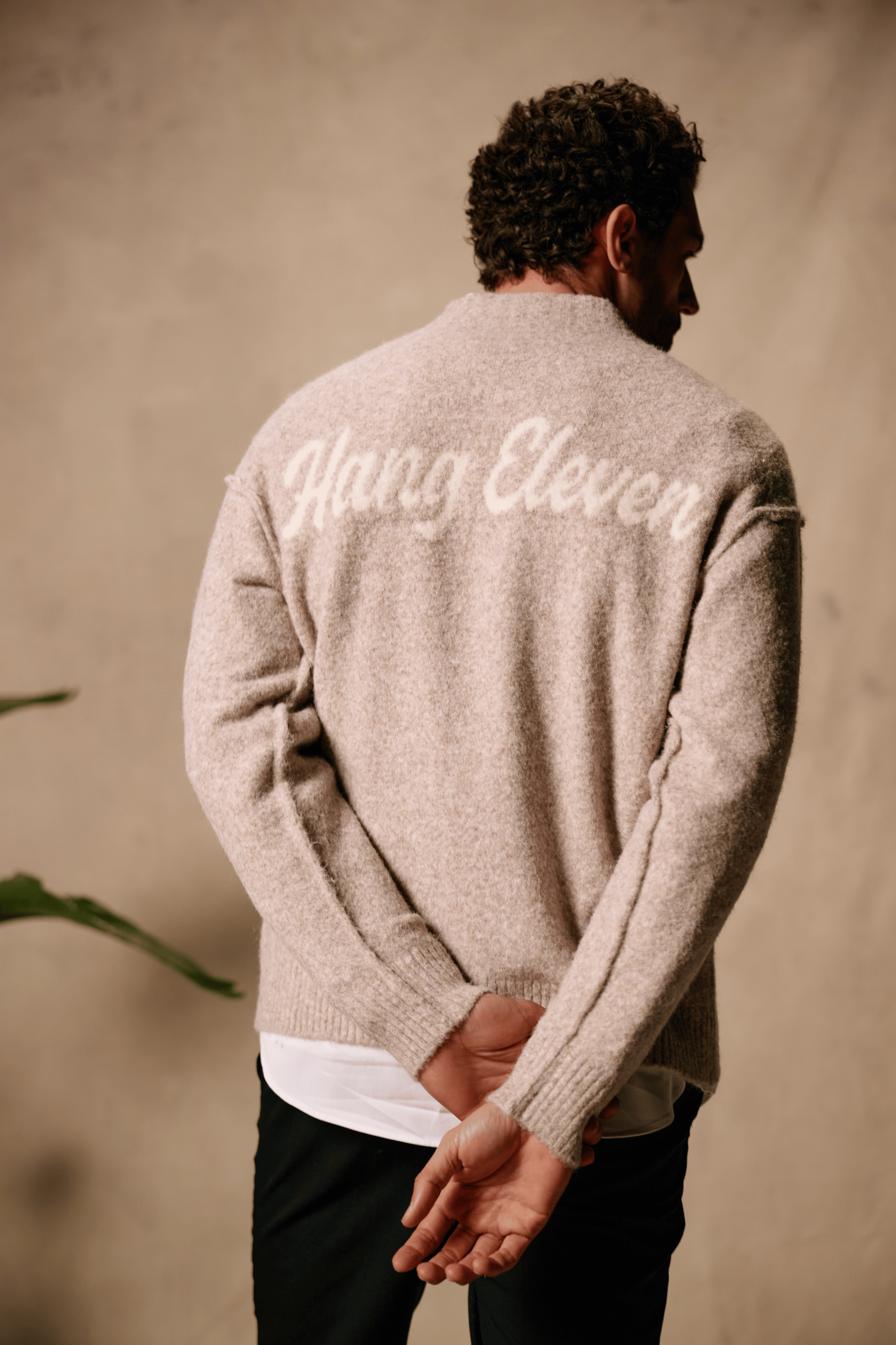 Cozy Brand Knit Crewneck - Taupe