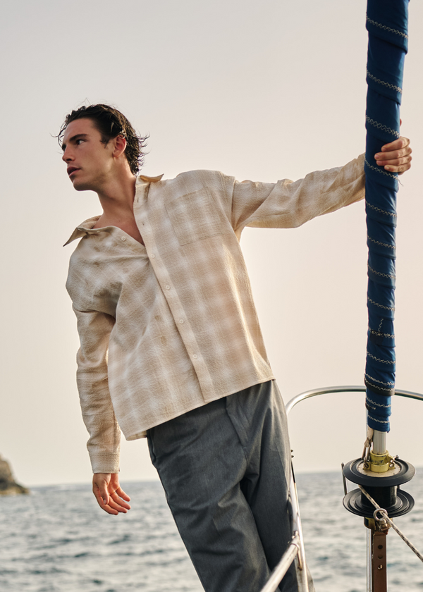 Gradient Seersucker Shirt - Sand