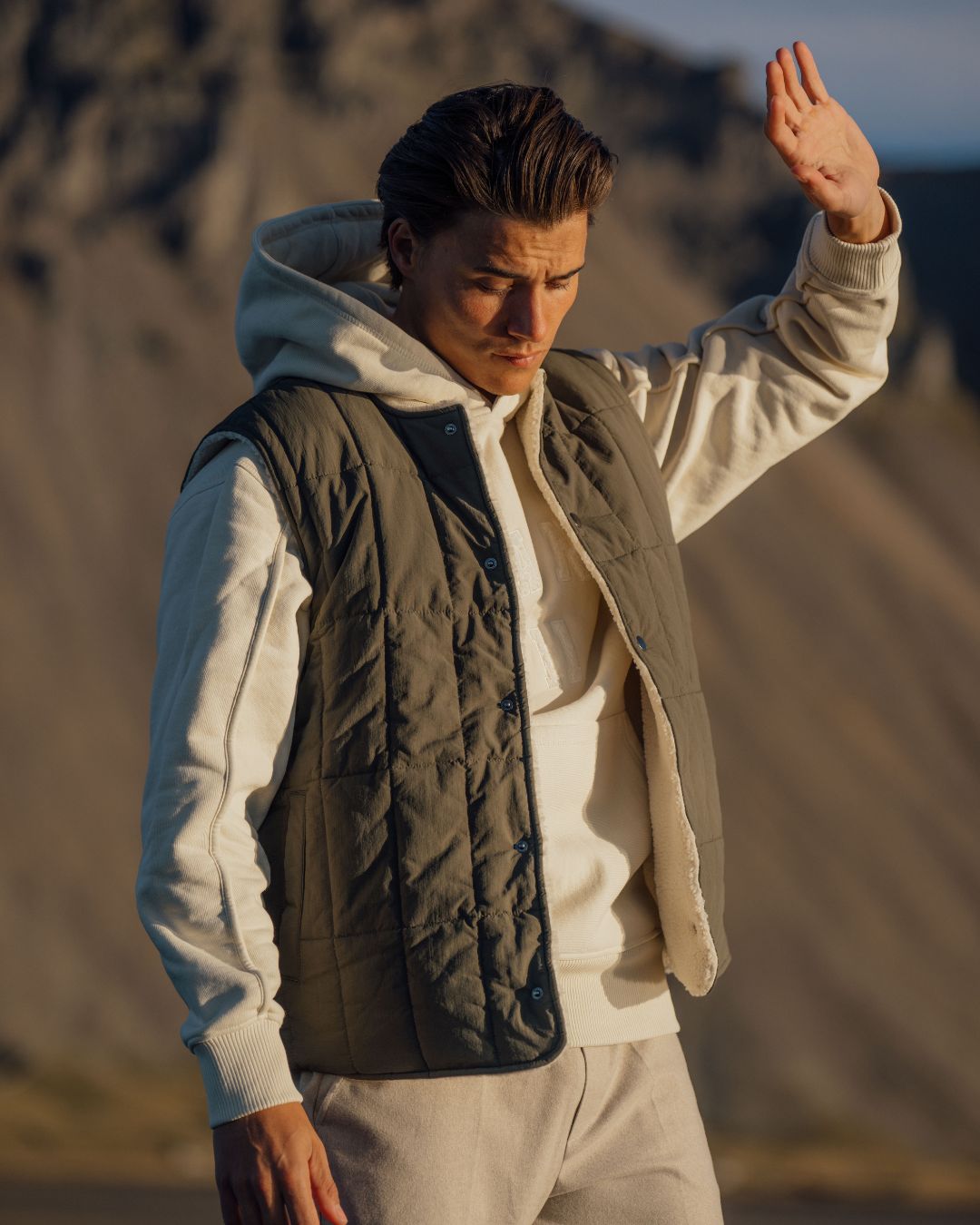 Reversible Teddy Vest - Army Green