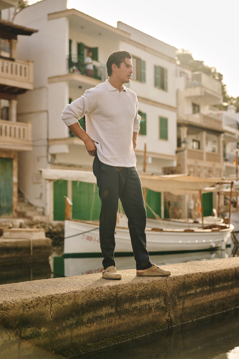 Structure Knit Polo - Grey Melee