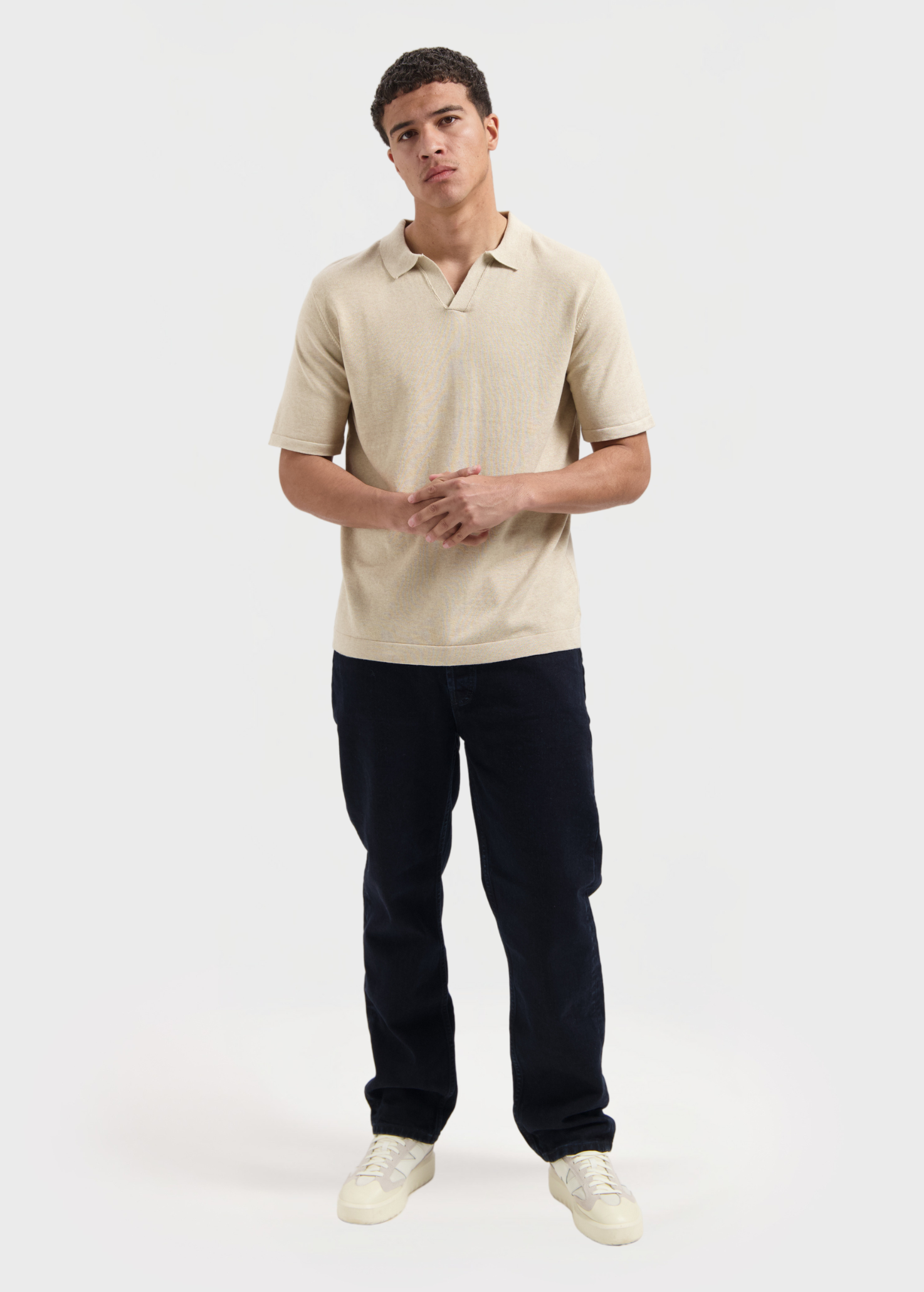 Knitted Polo - Sand Melange