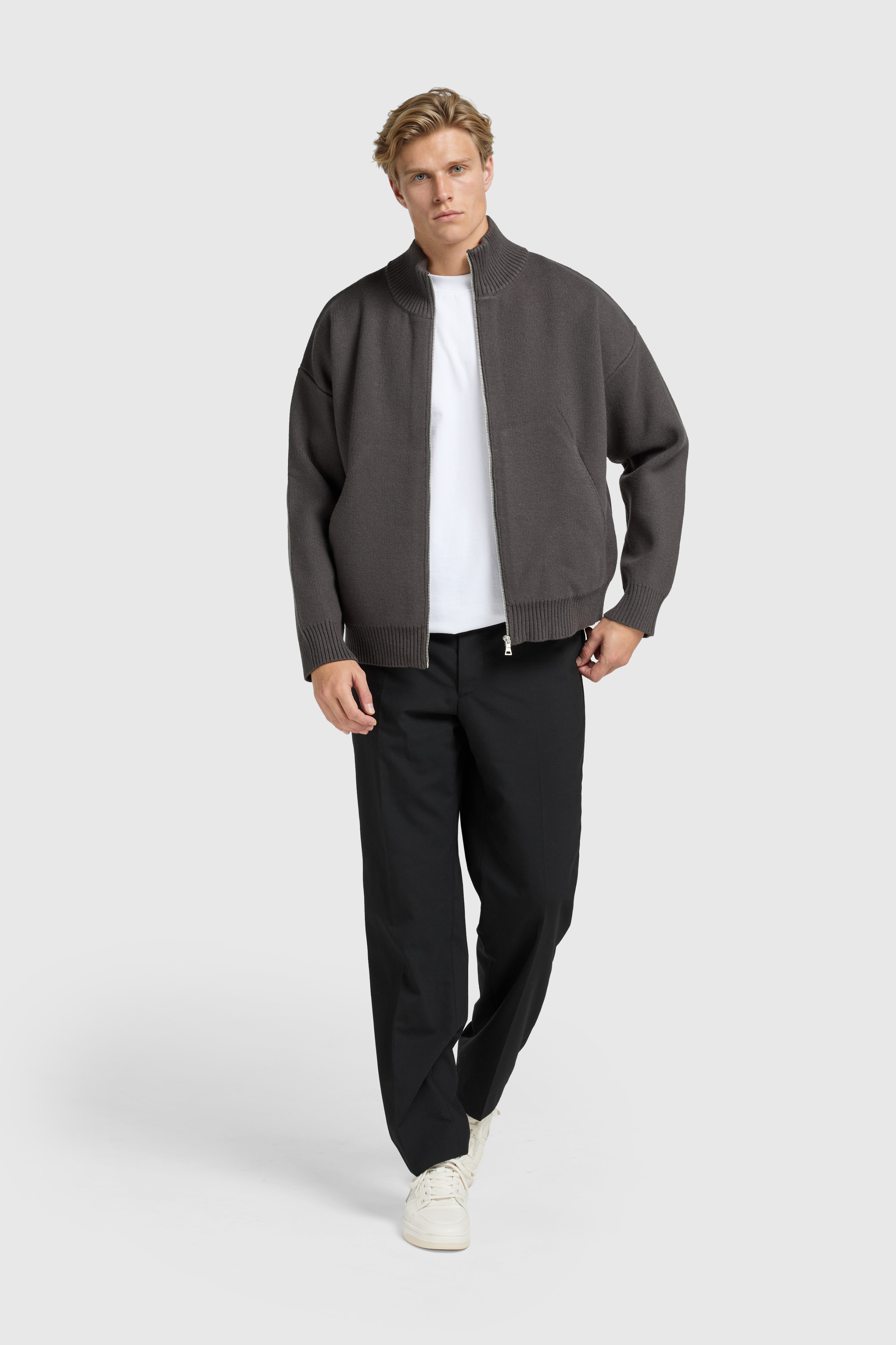 Knitted Full Zip Vest - Anthracite