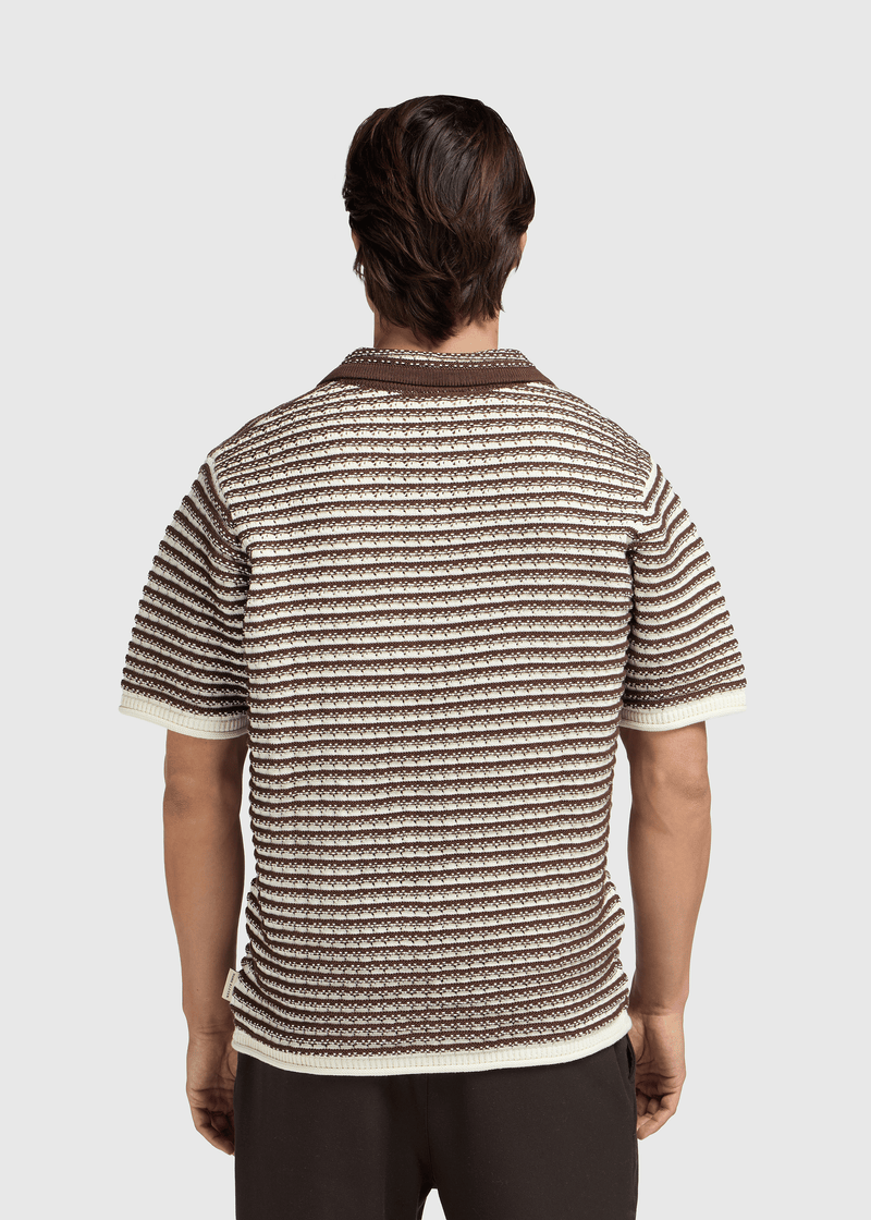 Stripe Knitted Polo - Brown