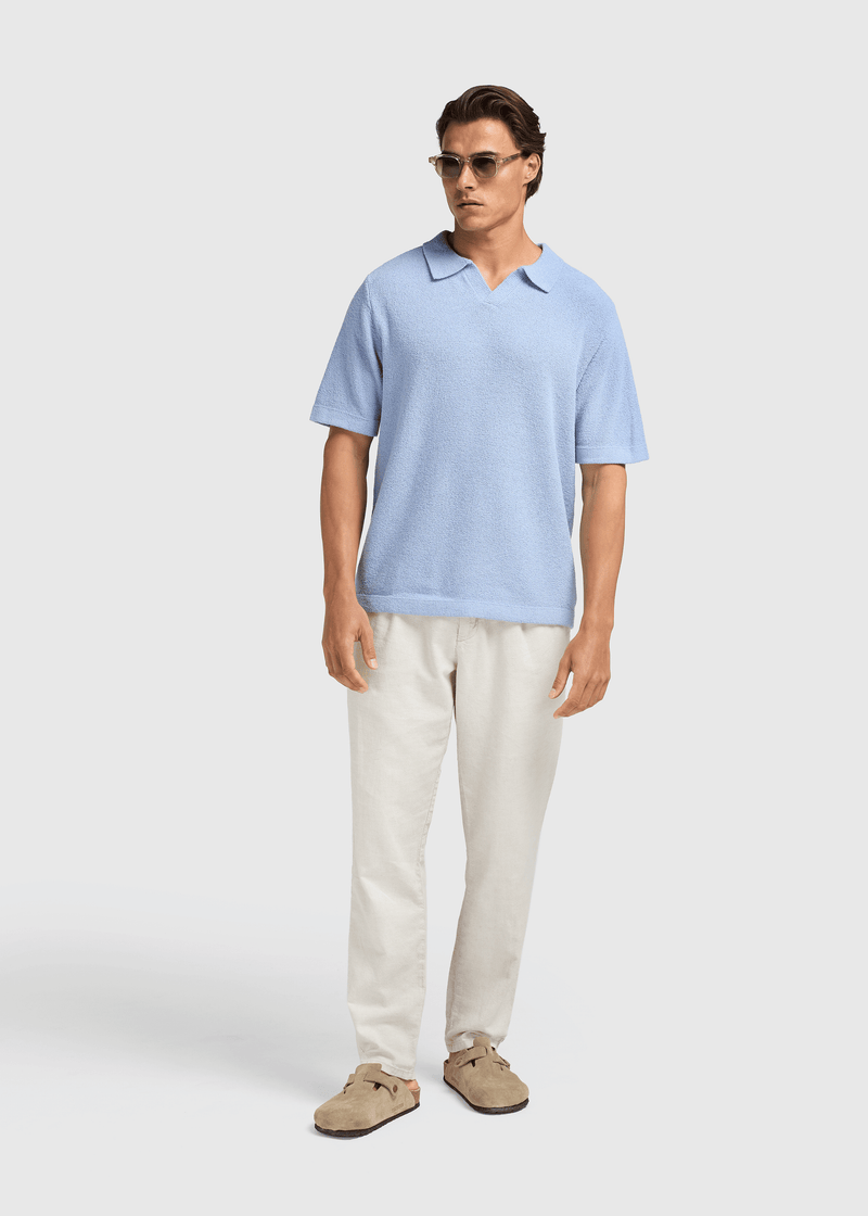 Loop Knit Polo - Light Blue