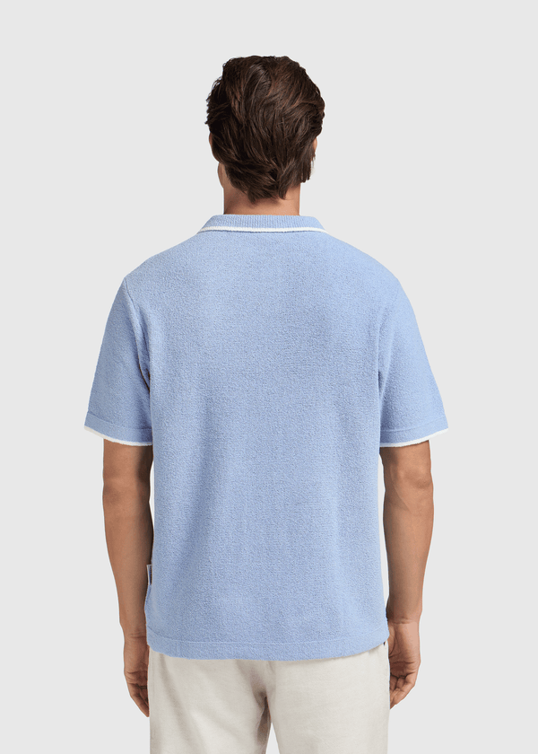 Loop Knit Contrast Polo - Light Blue