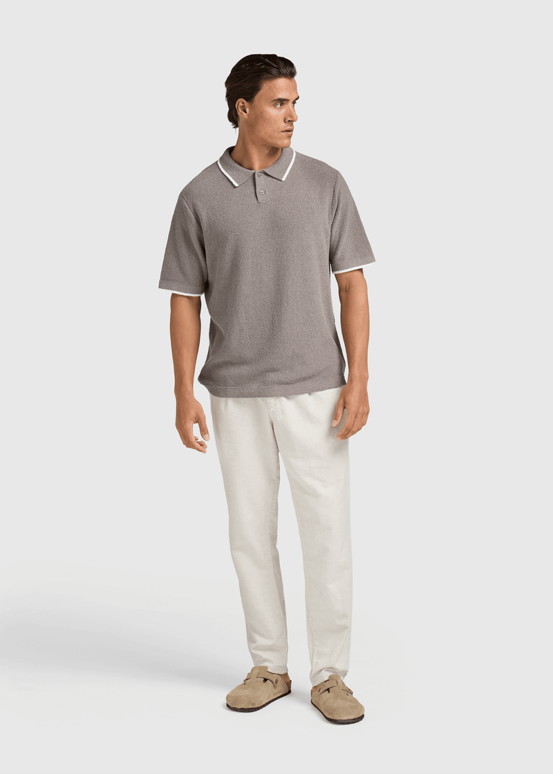 Loop Knit Contrast Polo - Chimera Grey