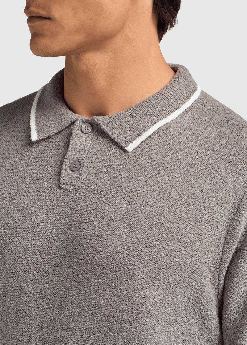 Loop Knit Contrast Polo - Chimera Grey