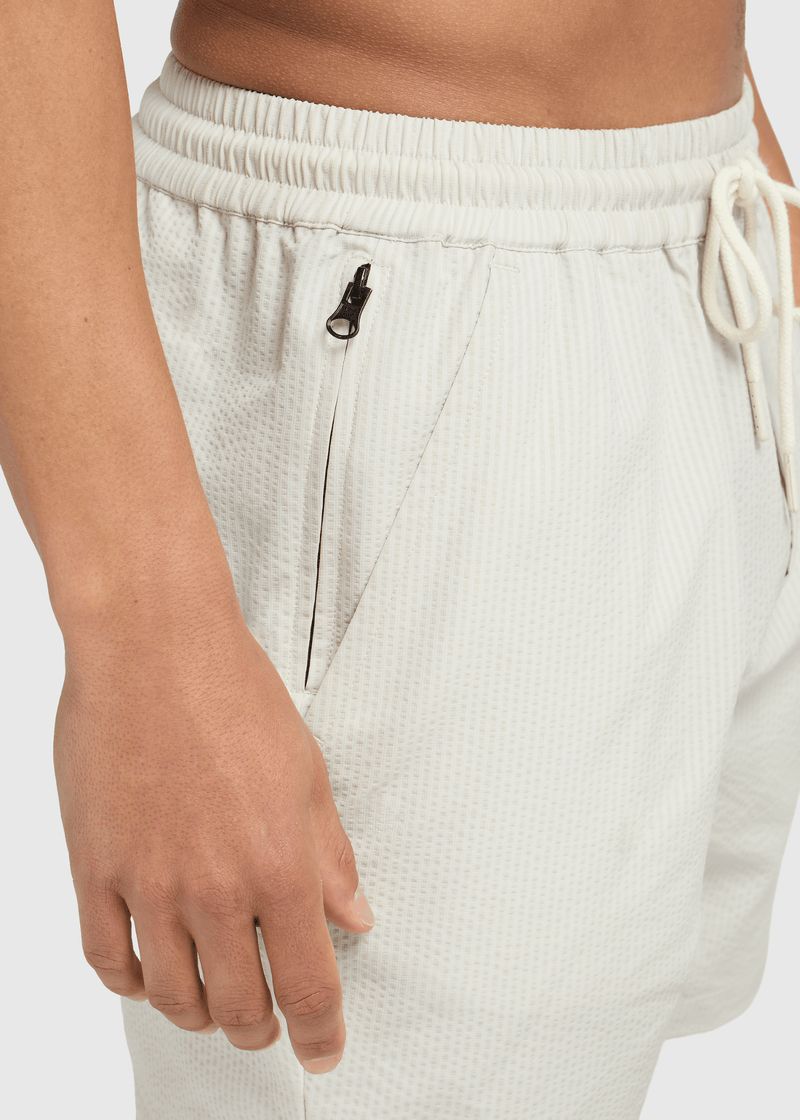 Stripe Seersucker Swim Short - White Sand