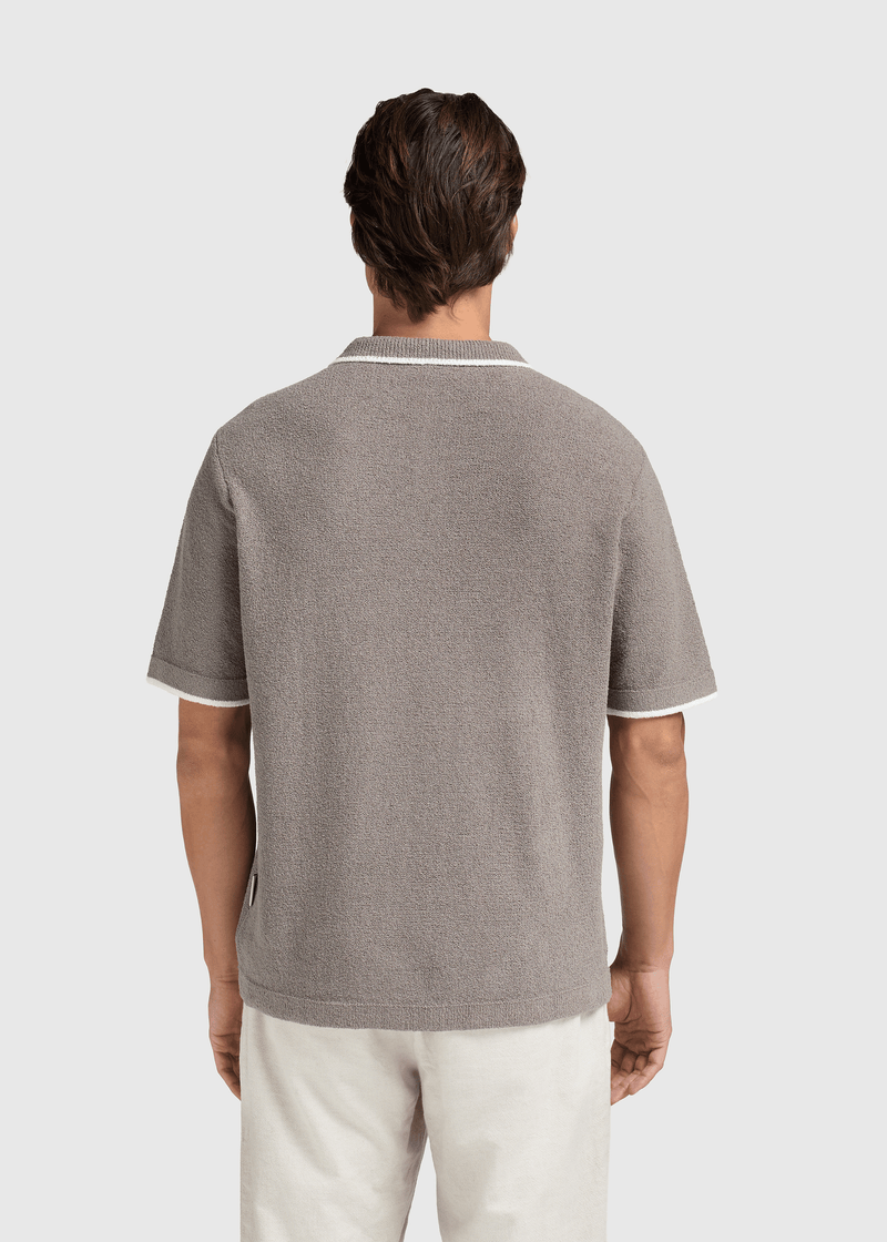 Loop Knit Contrast Polo - Chimera Grey