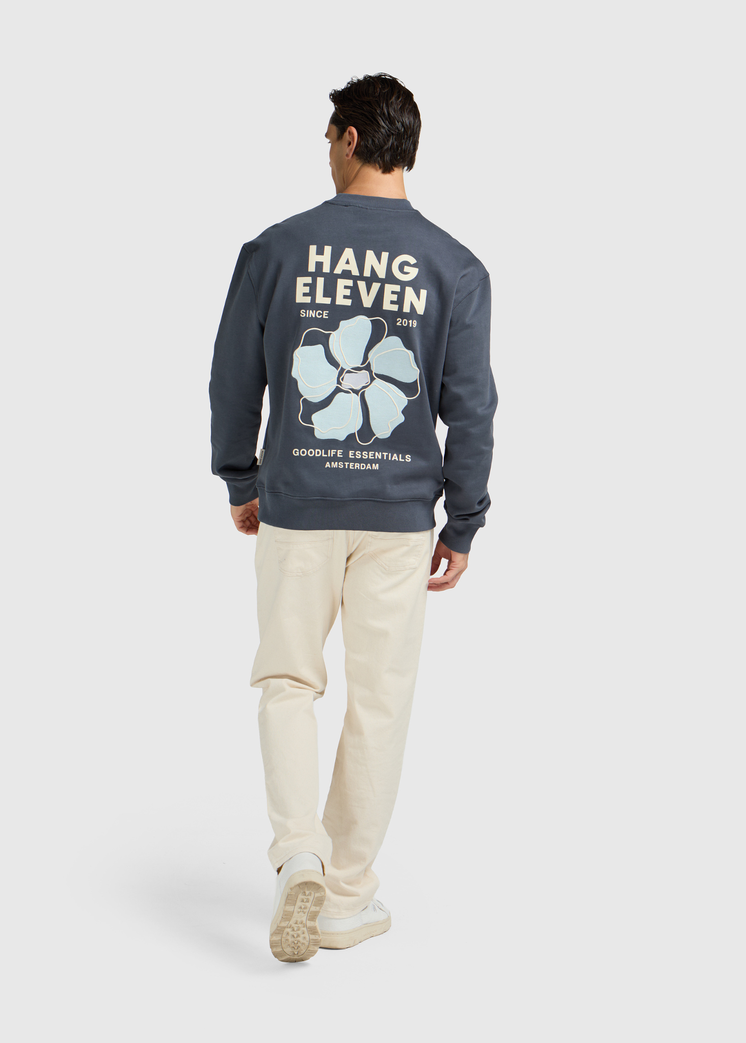 The Floral Crewneck - Ombre Blue