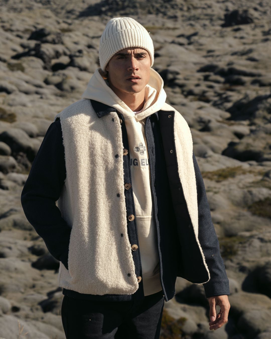 Reversible Teddy Vest - Navy Blue