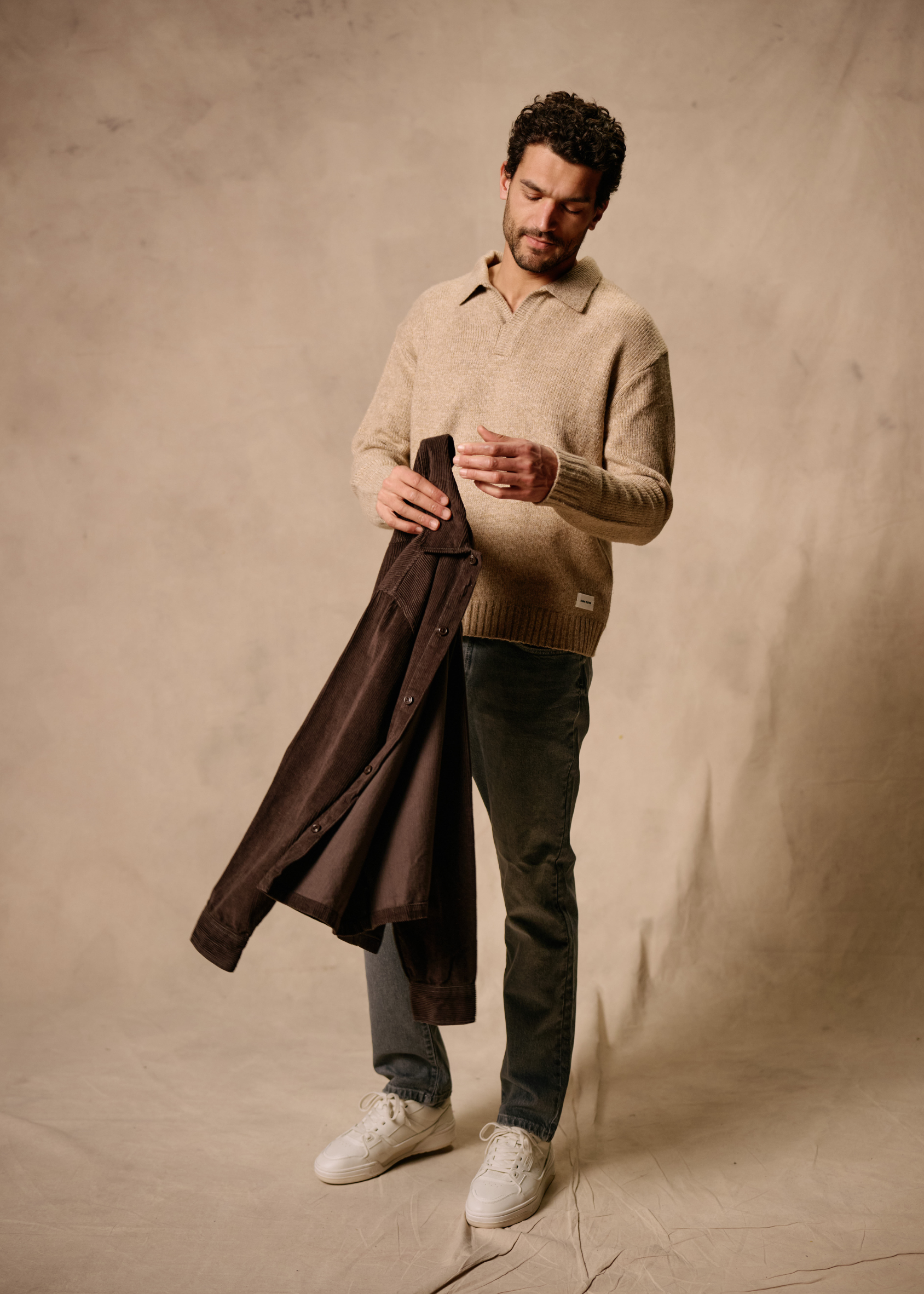 Heavy Knit Polo - Dark Sand