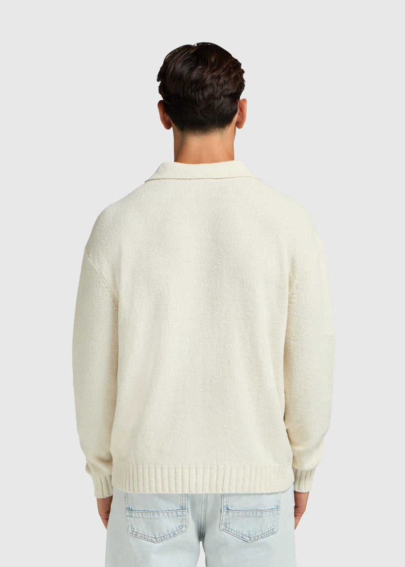 Loop Knit Polo - White Sand