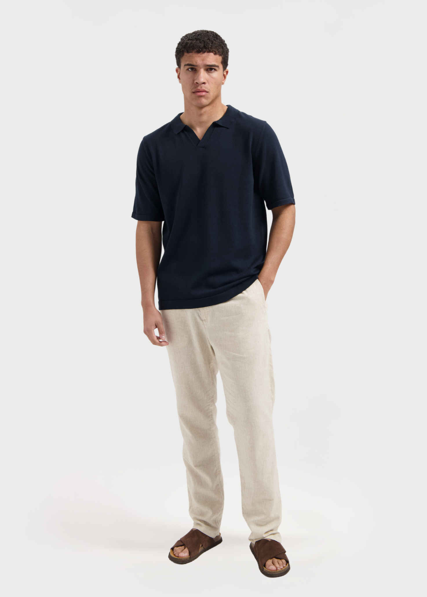 Polo en Tricot - Bleu Marine