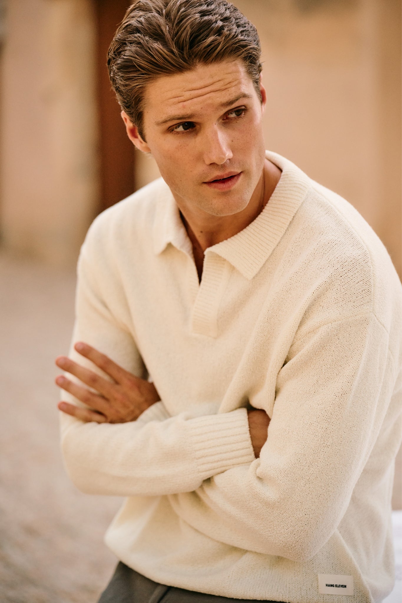 Polo en Tricot Boucle - Ecru