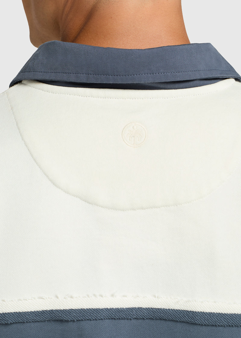 Raw Edge Big Stripe Polo - Ombre Blue