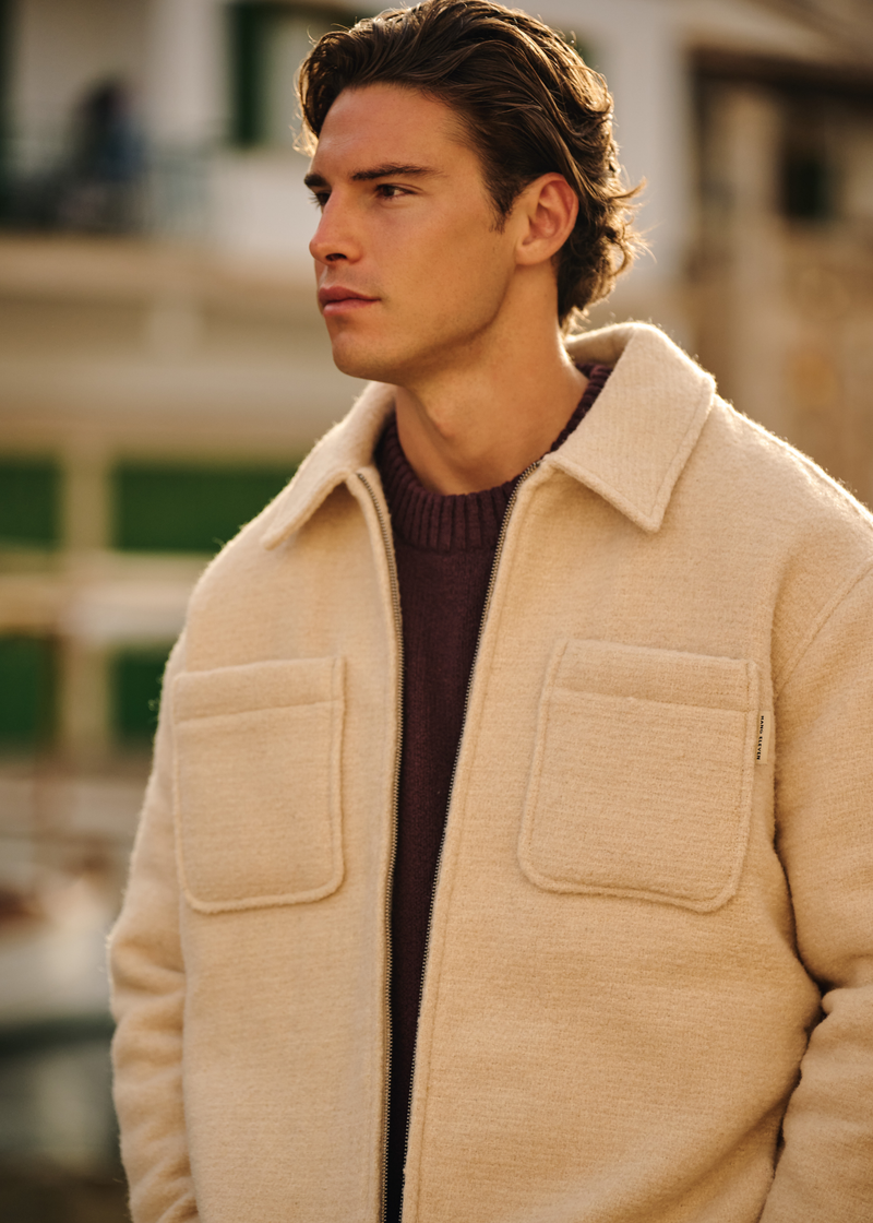 Padded Bouclé Overshirt - Sand Melange