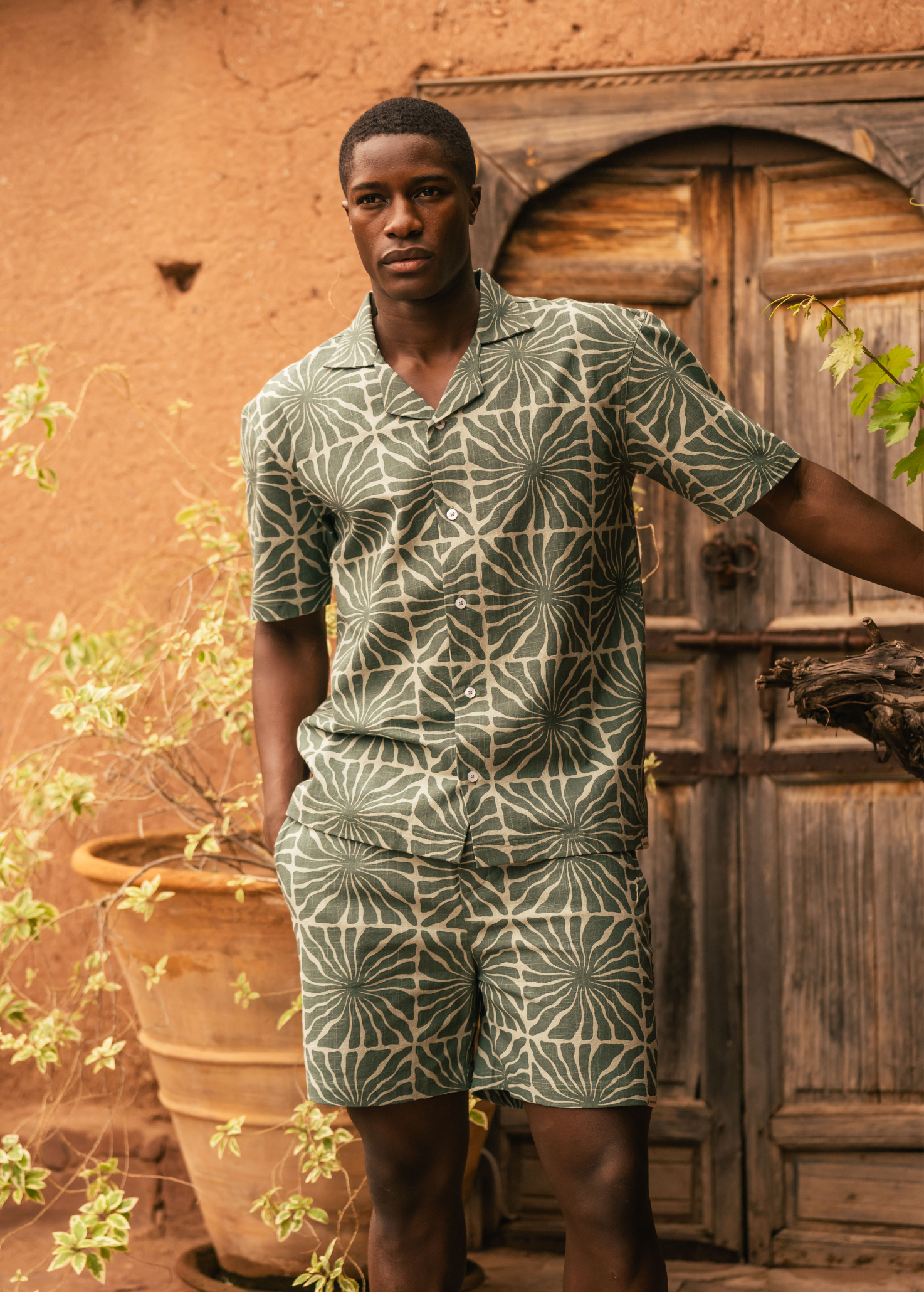 Flower Slub Short - Green