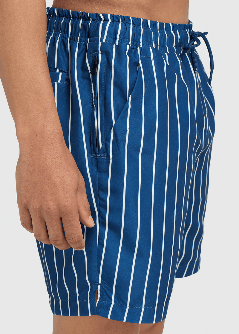 Striped Swim Short - Navy