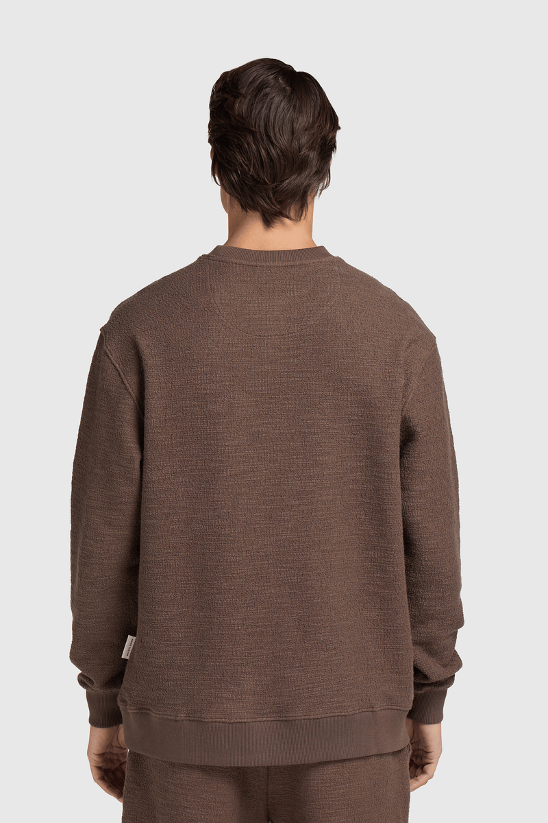 Bouclé-Rundhalspullover – Braun