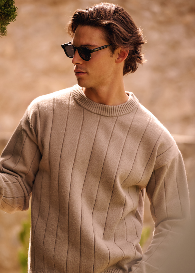 Vertical Stripe Knit - Dark Sand