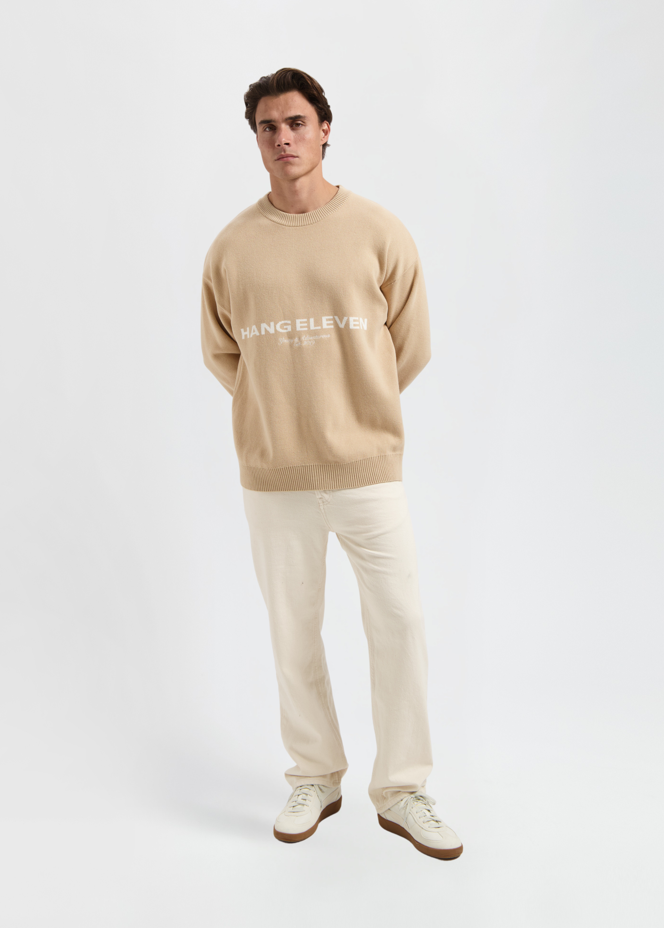 Heavy Logo Knit Crewneck - Sand