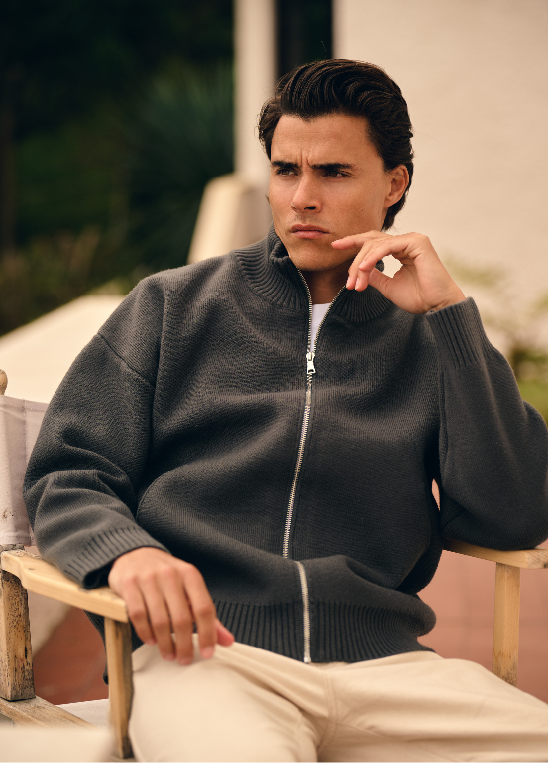 Knitted Full Zip Vest - Anthracite