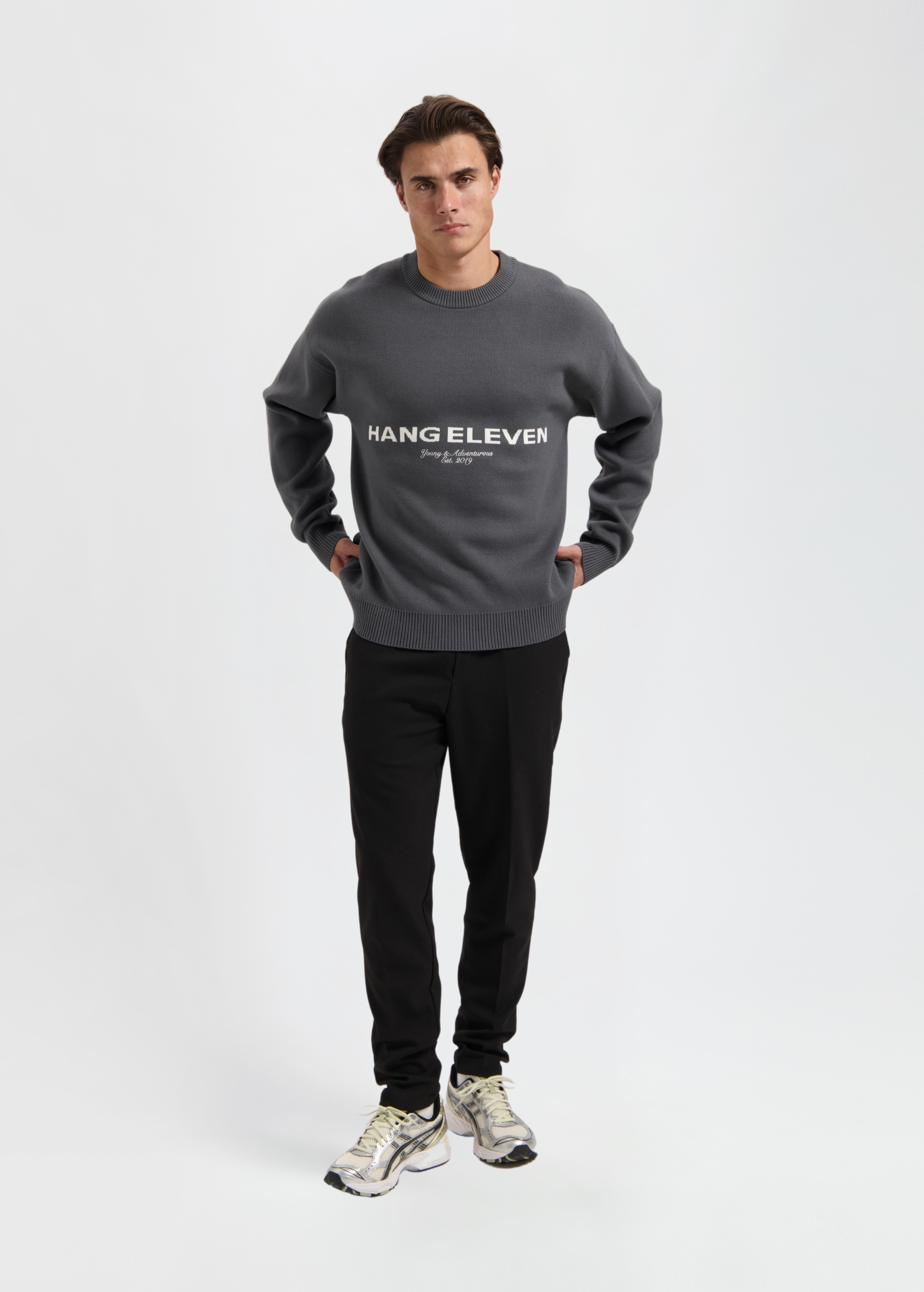 Heavy Logo Knit Crewneck - Anthracite