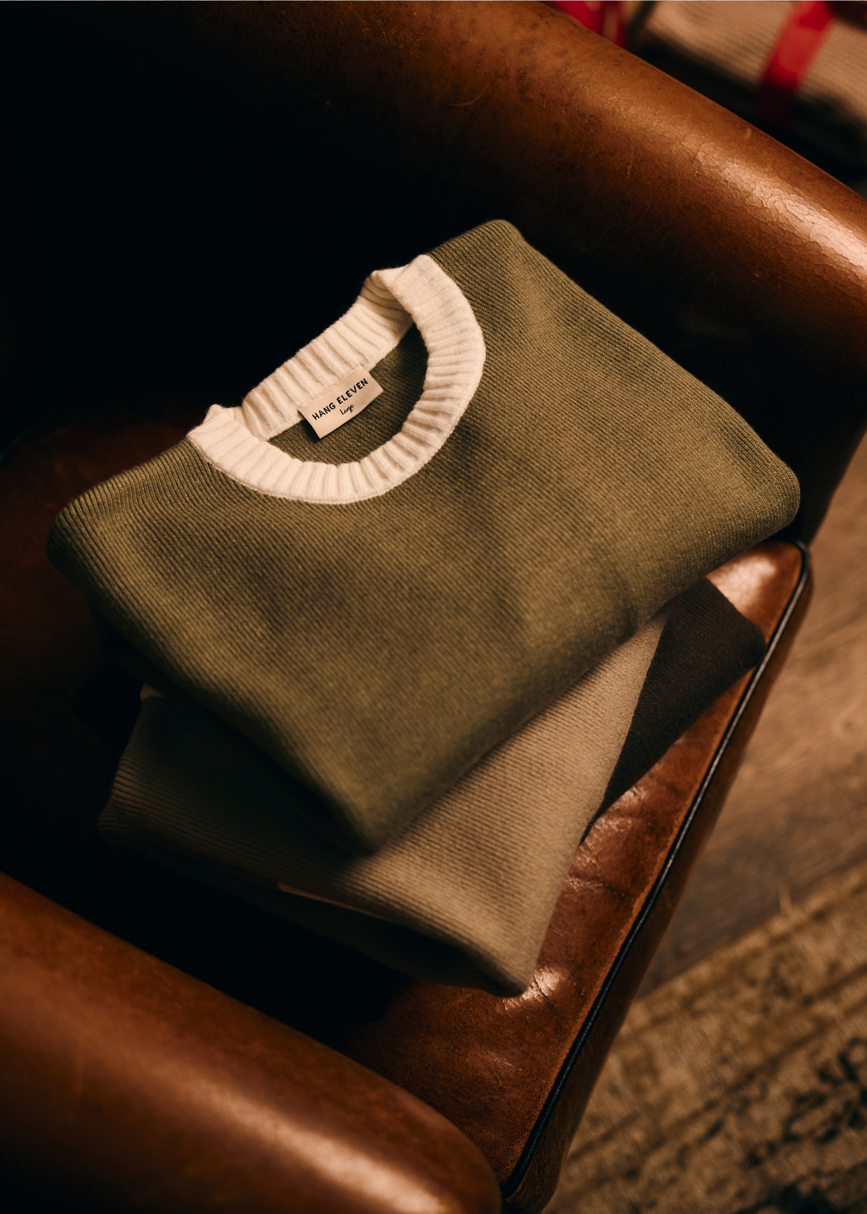 Contrast Knit Crewneck - Green