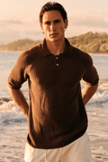 Structure Knit Polo - Brown
