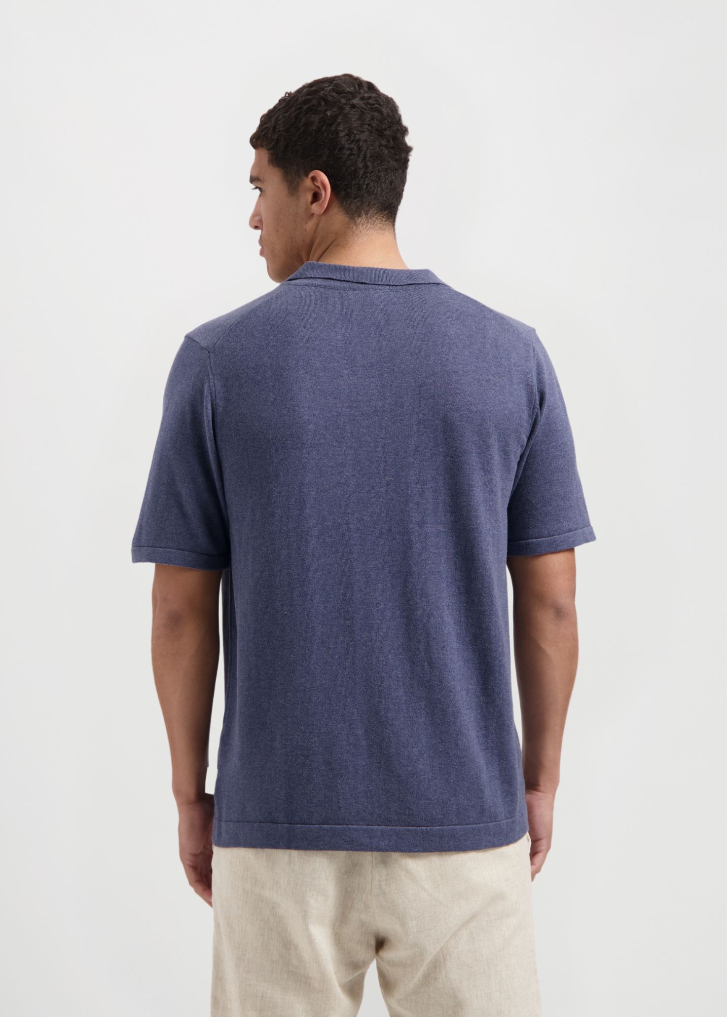 Knitted Polo - Blue Melange