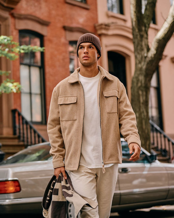 Herringbone Zip Jacket - Desert