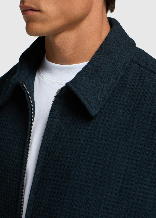 Waffle Check Overshirt - Navy Blue