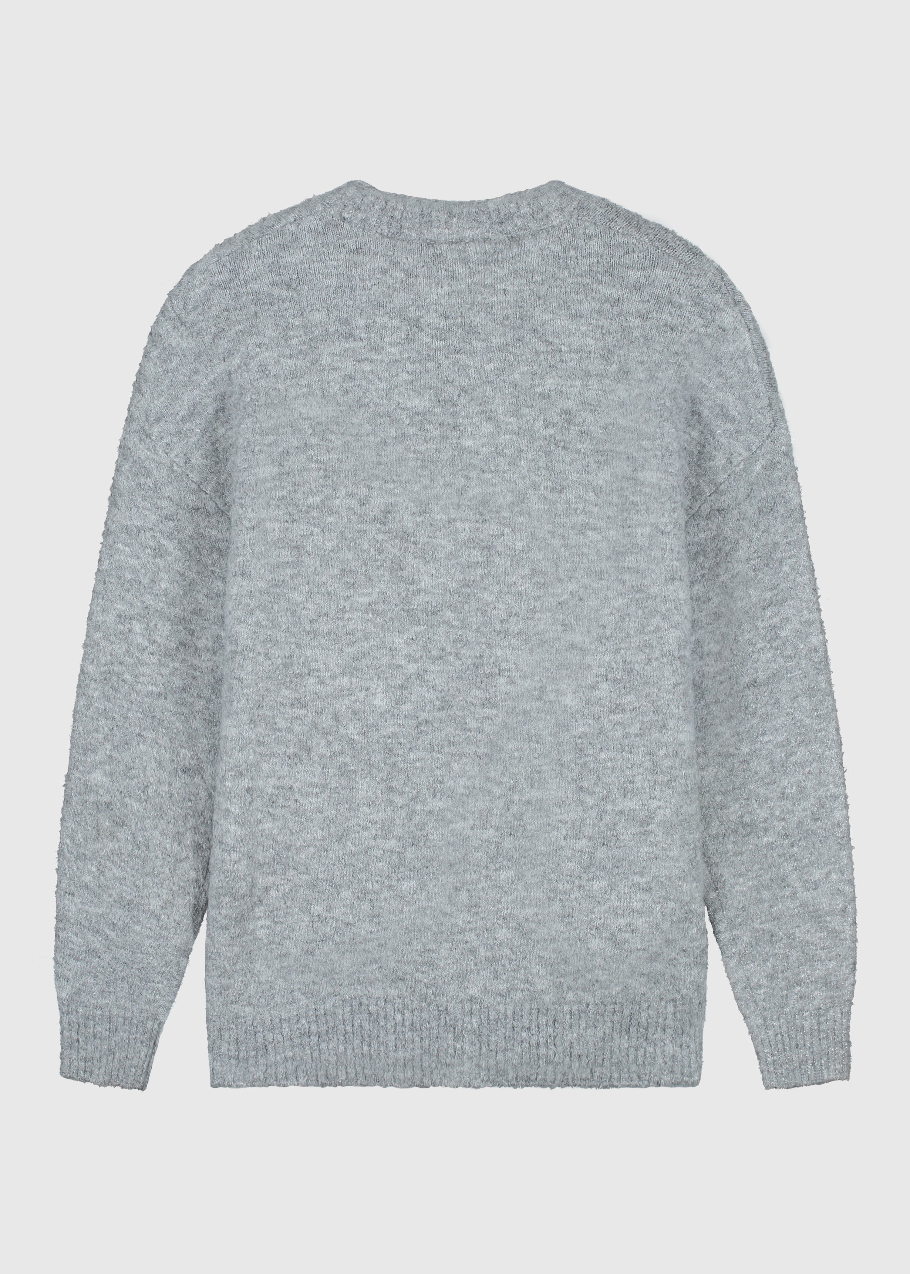 Pull en tricot bouclé avec logo - Gris mêlé