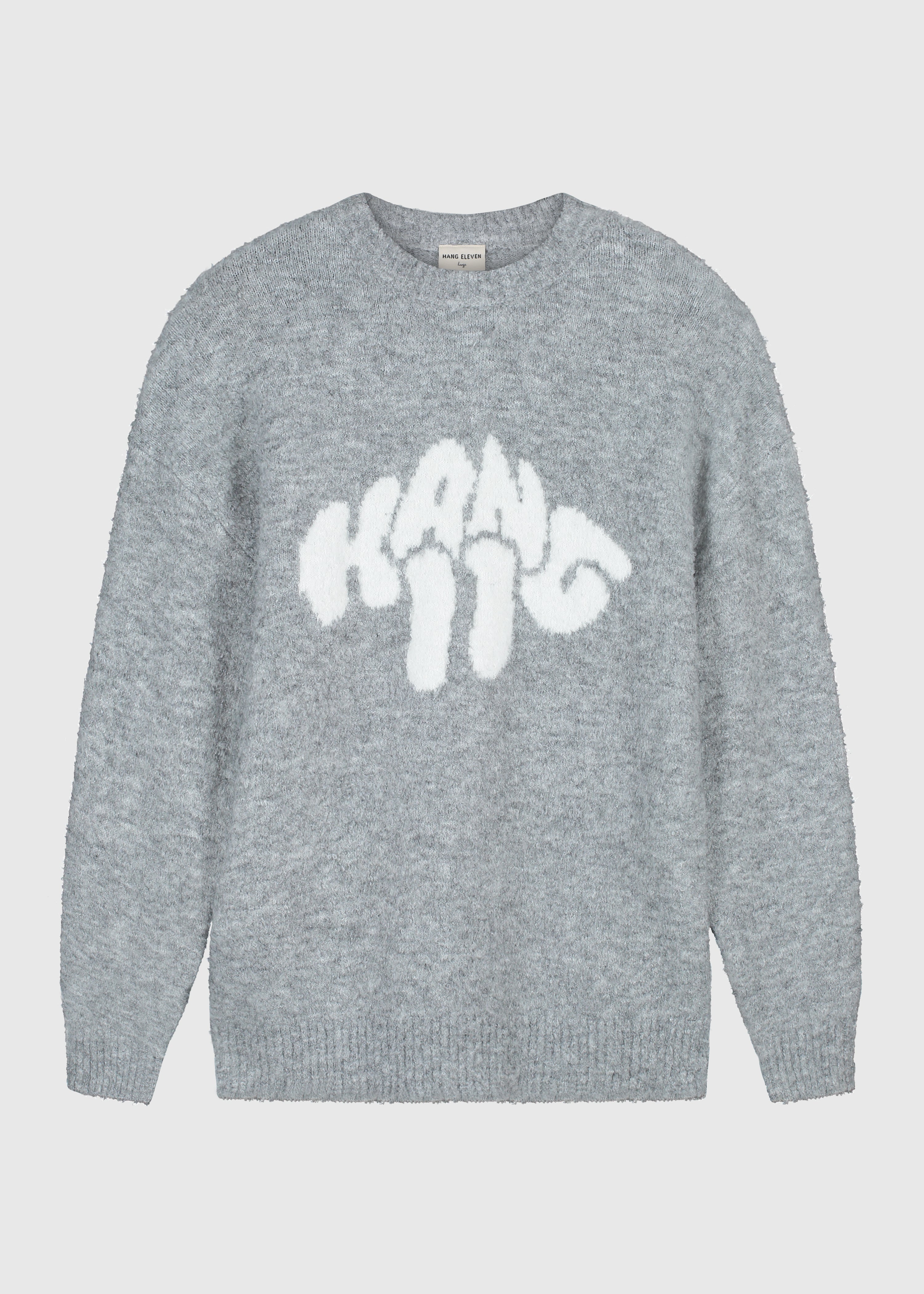 Pull en tricot bouclé avec logo - Gris mêlé