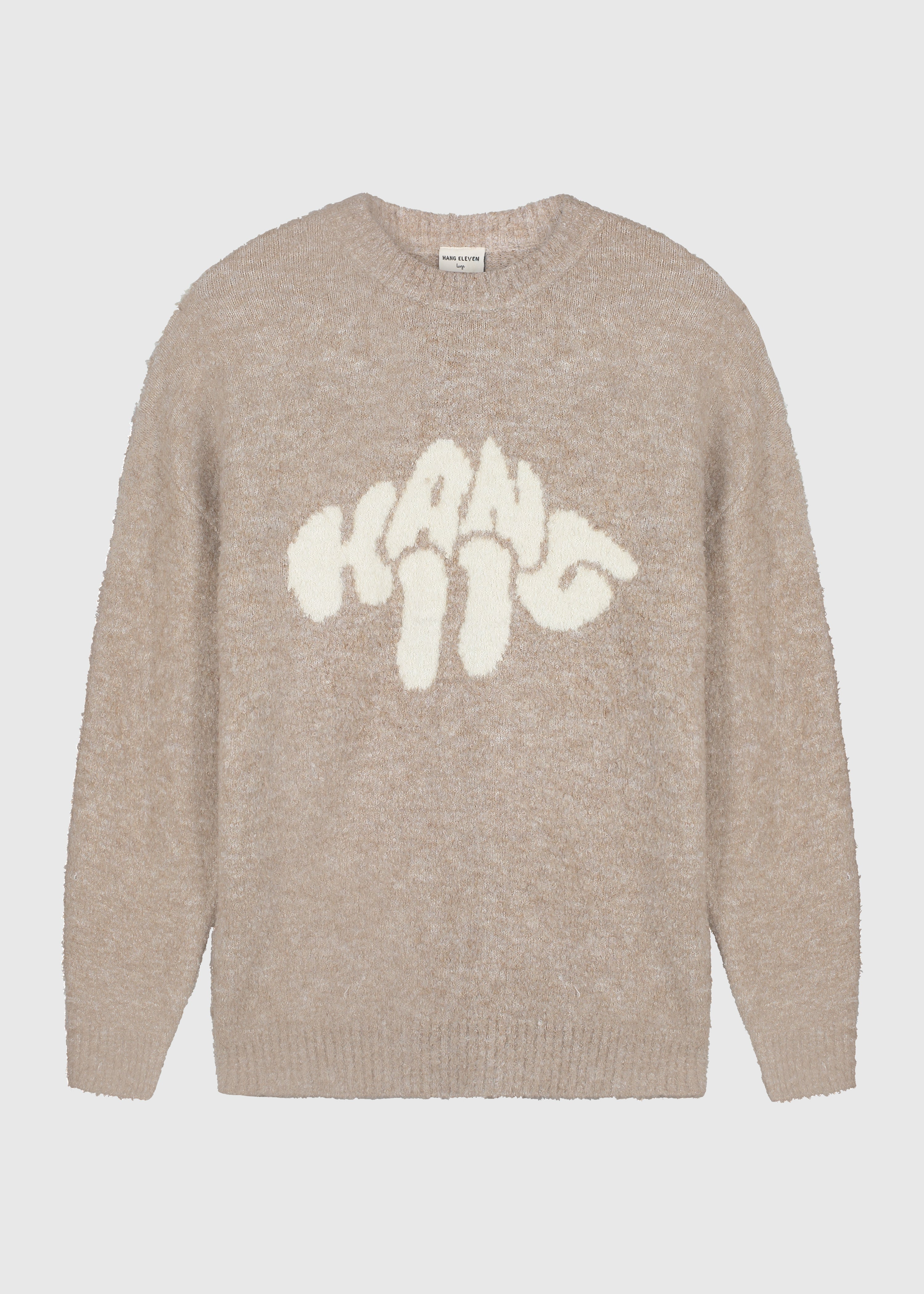 Pull en tricot bouclé avec logo - Sable
