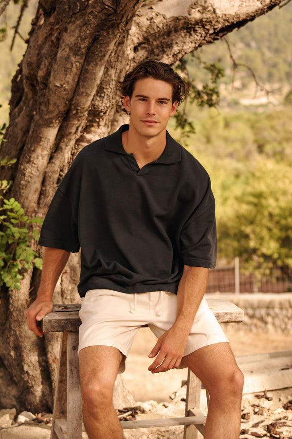 Le Polo Boxy - Noir Cassé