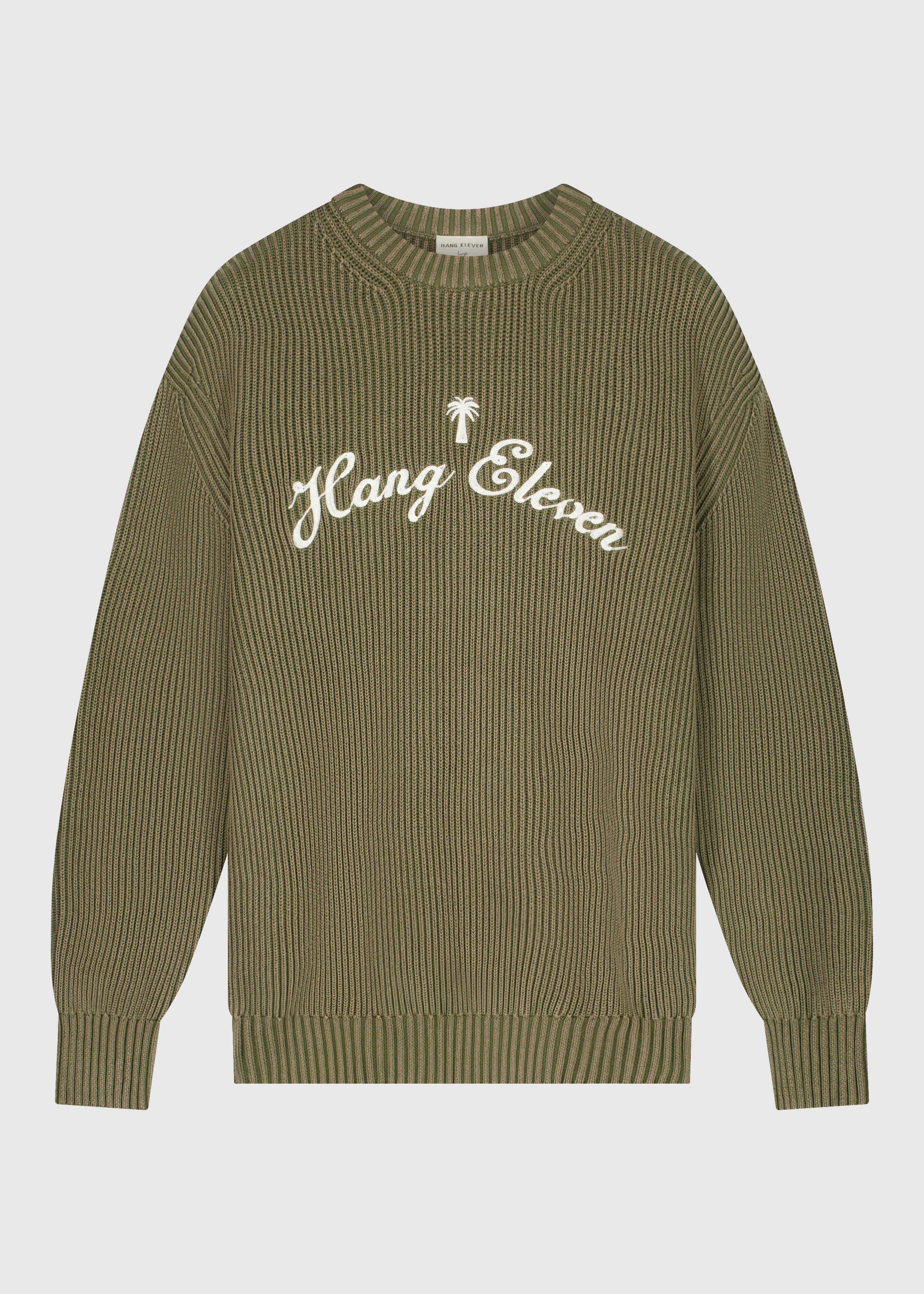 Palm Logo Knit Crewneck - Olive Green