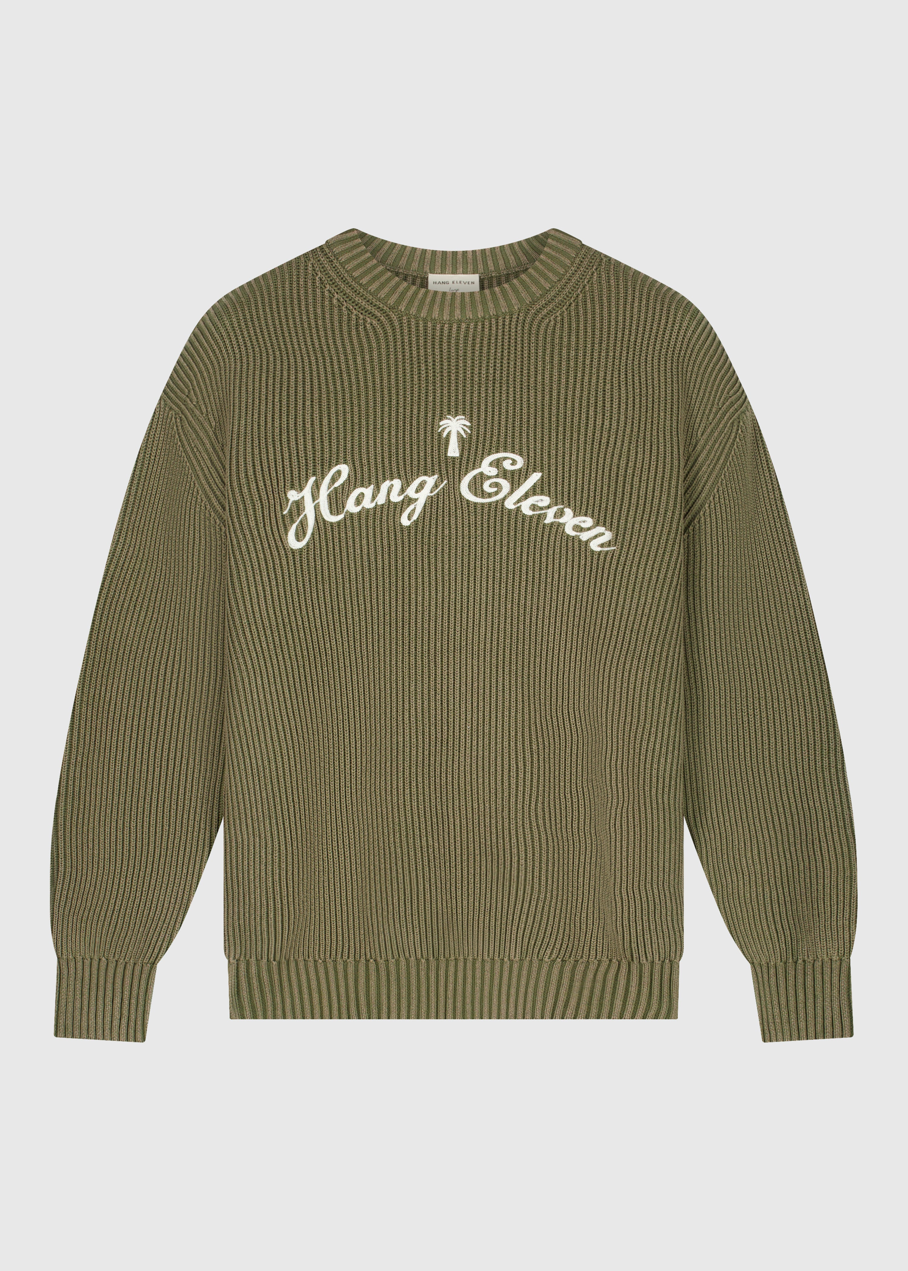 Palm Logo Knit Crewneck - Olive Green