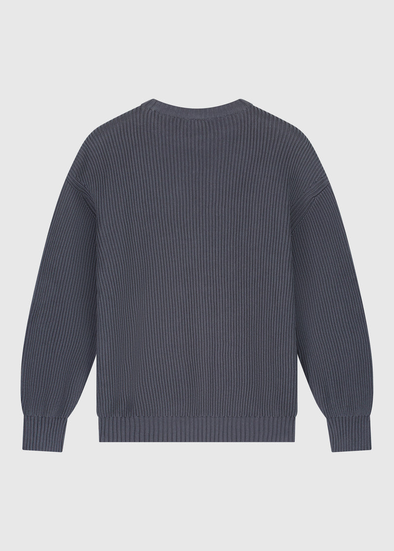 Strickpullover mit Palmenlogo – Mittelblau