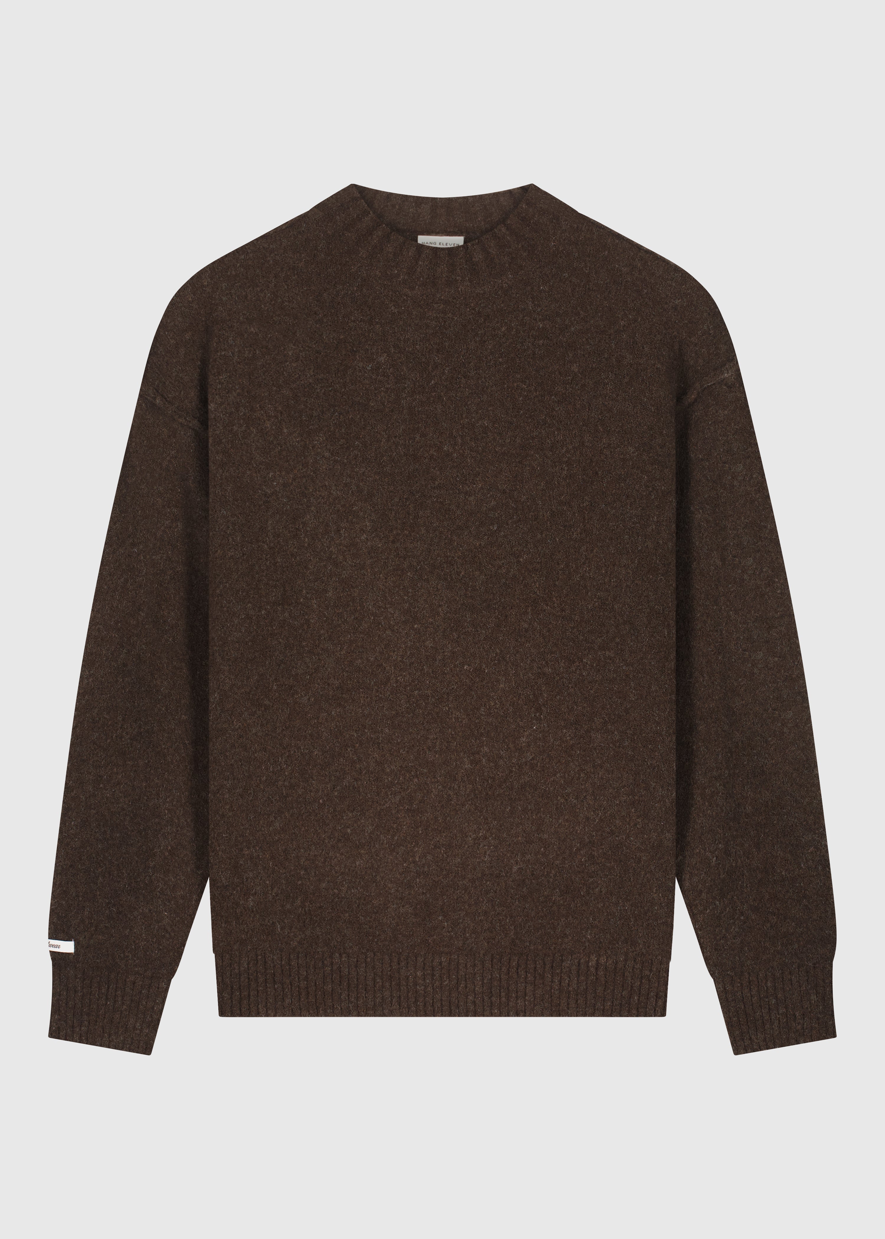 Cozy Brand Knit Crewneck - Brown