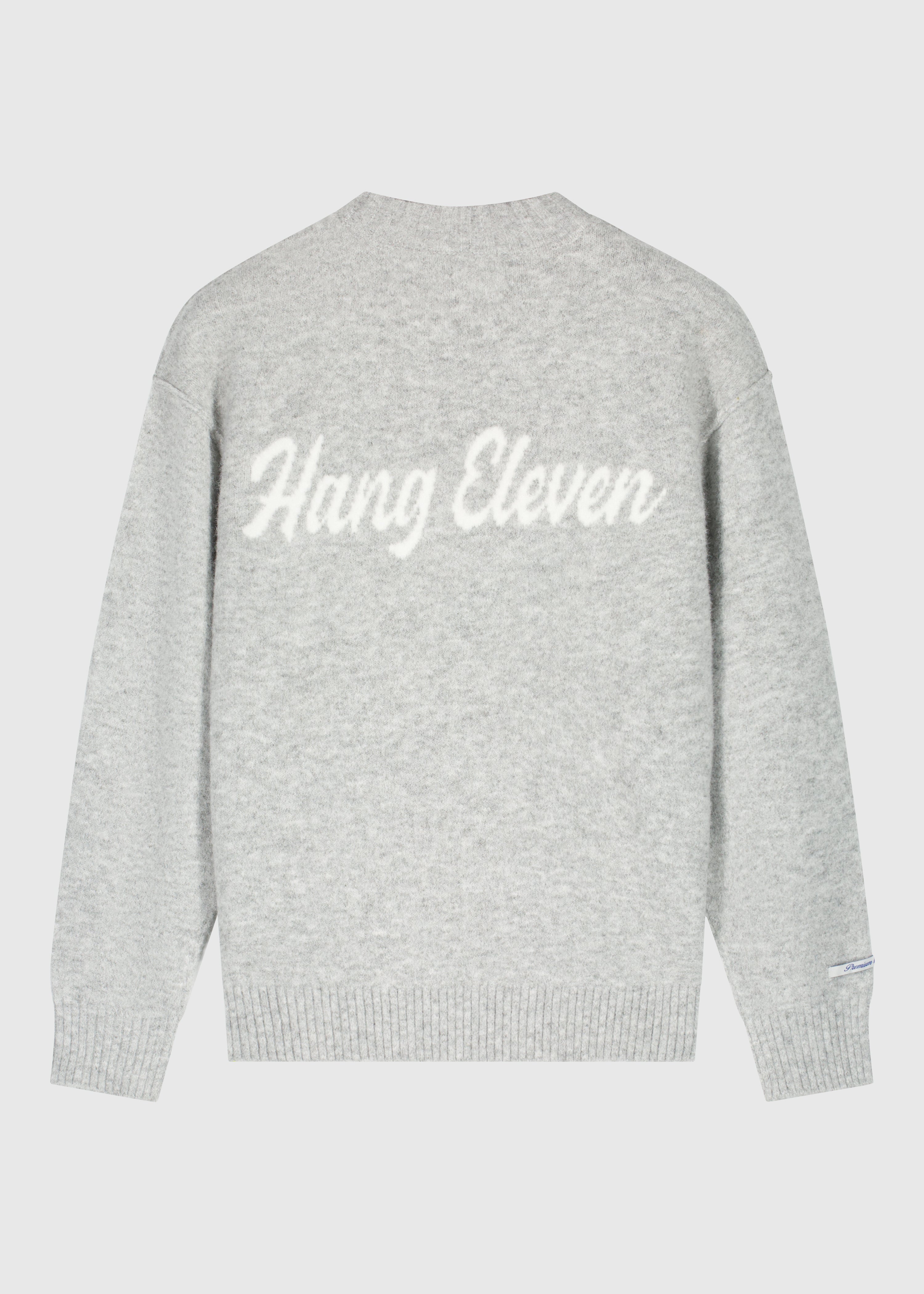 Cozy Brand Knit Crewneck - Grey Melee
