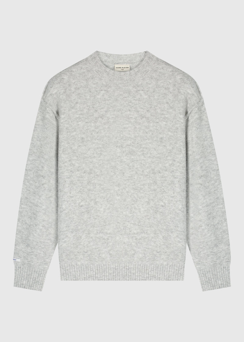 Light Brand Knit Crewneck - Grey Melee