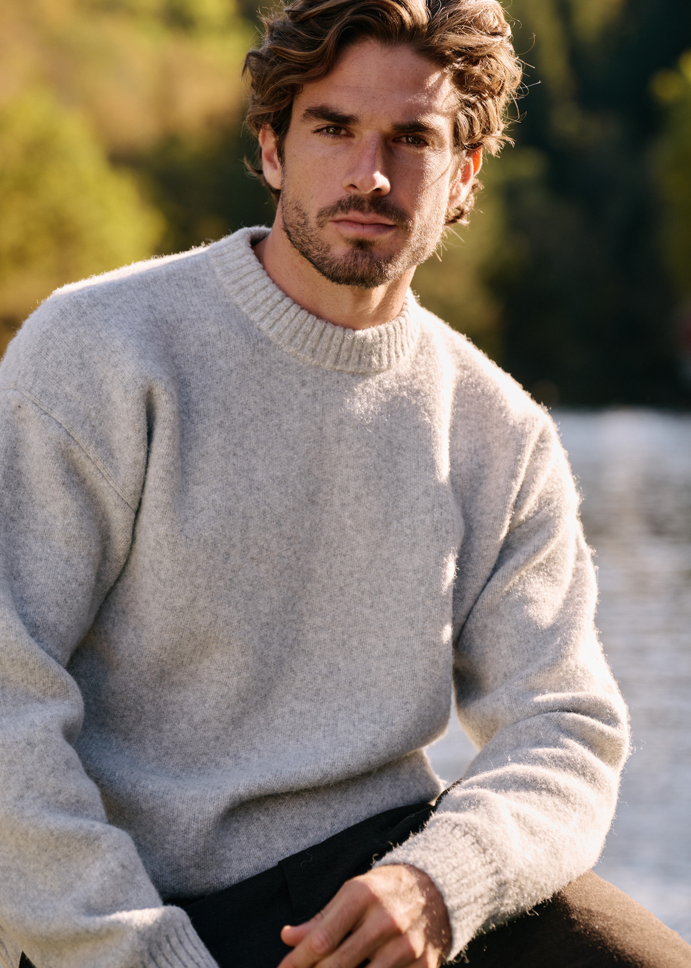 Cozy Knit Crewneck - Grey Melee