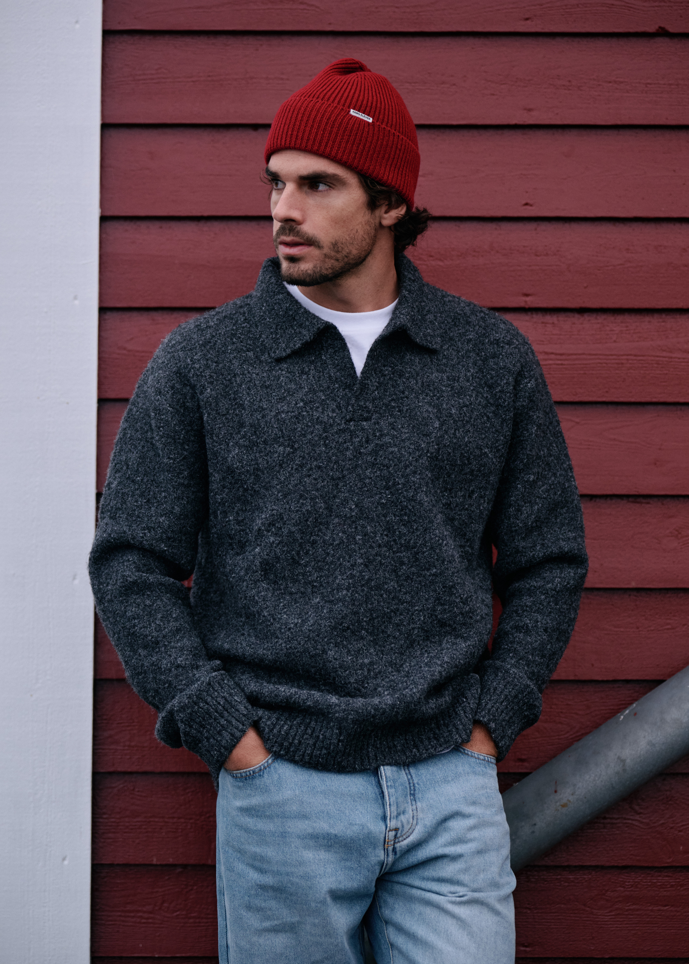 Cozy Knit Polo - Anthracite