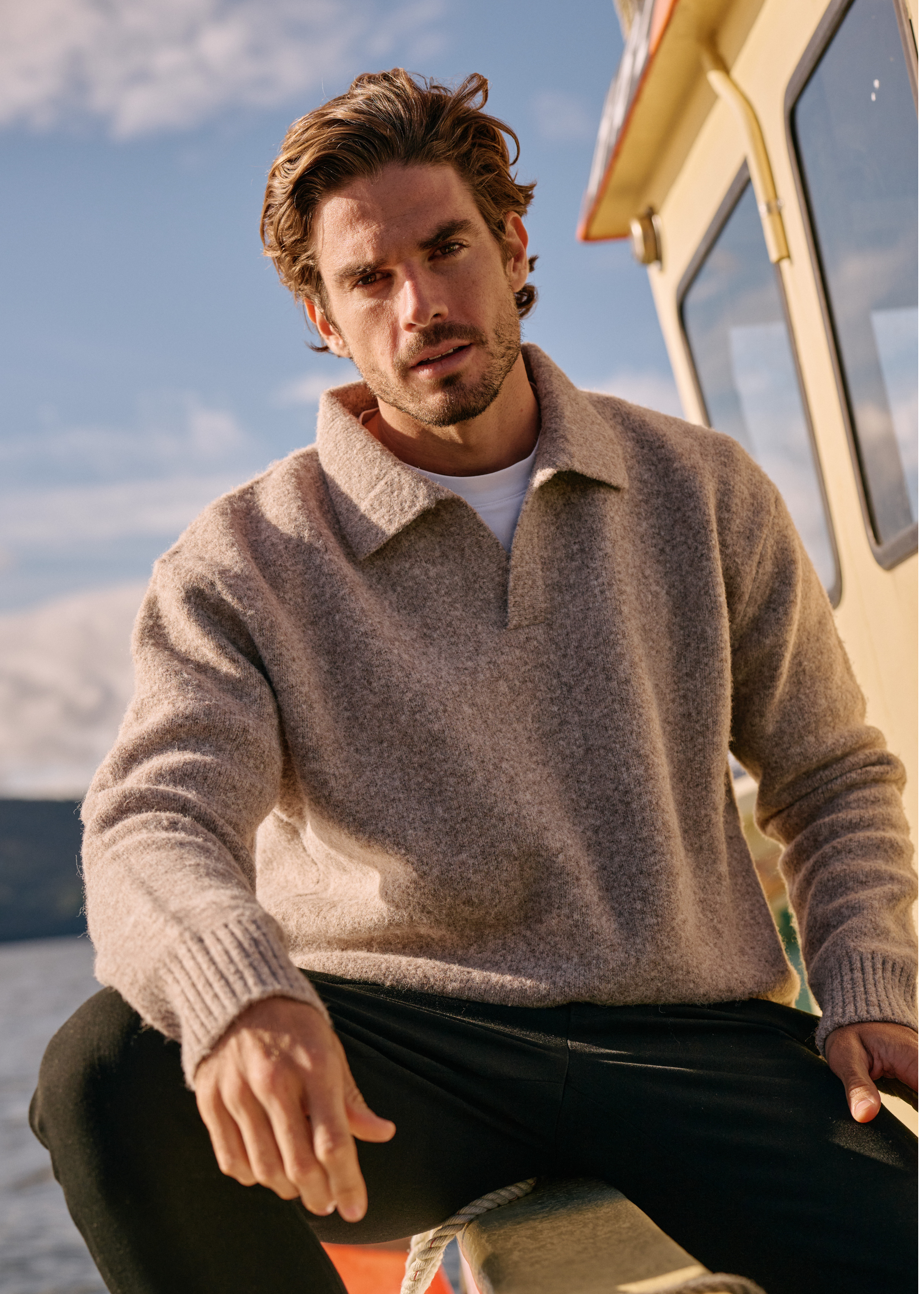 Cozy Knit Polo - Taupe