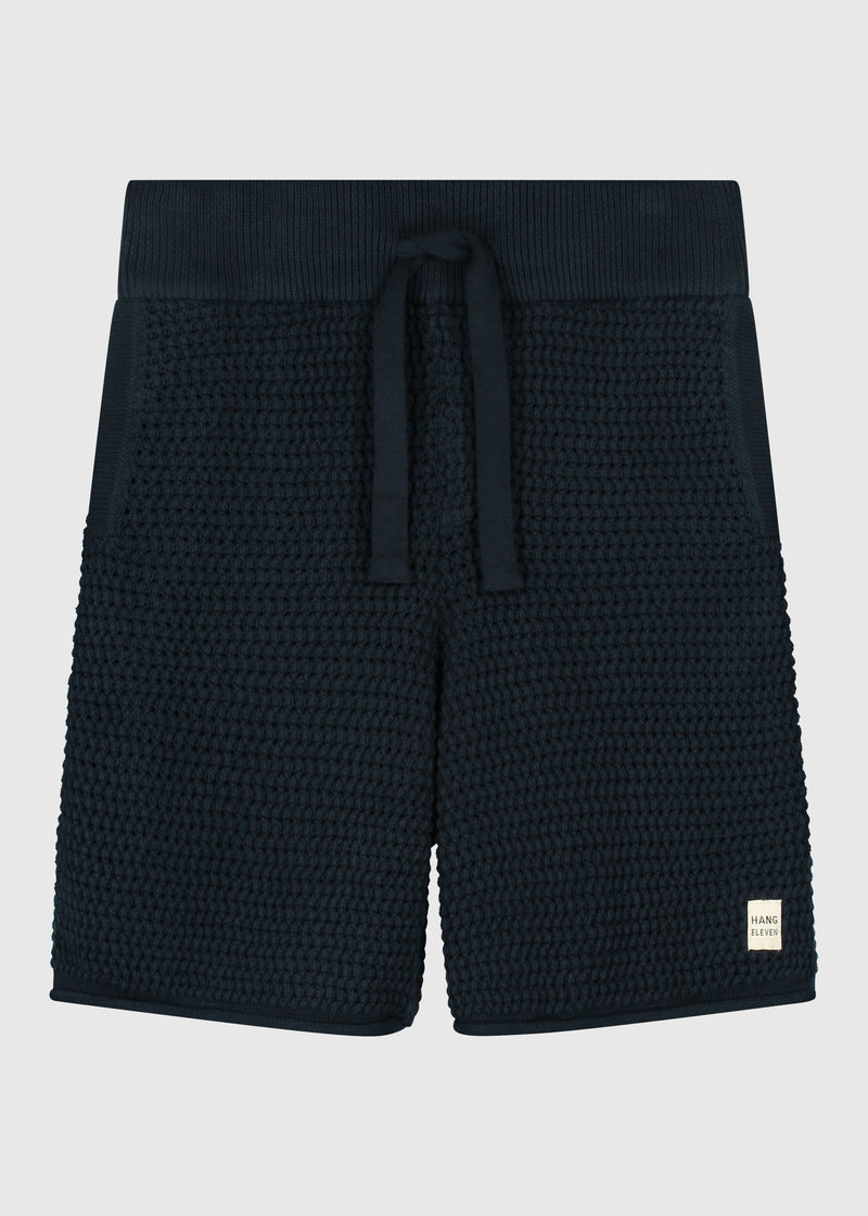 Häkelstrickshorts - Marineblau