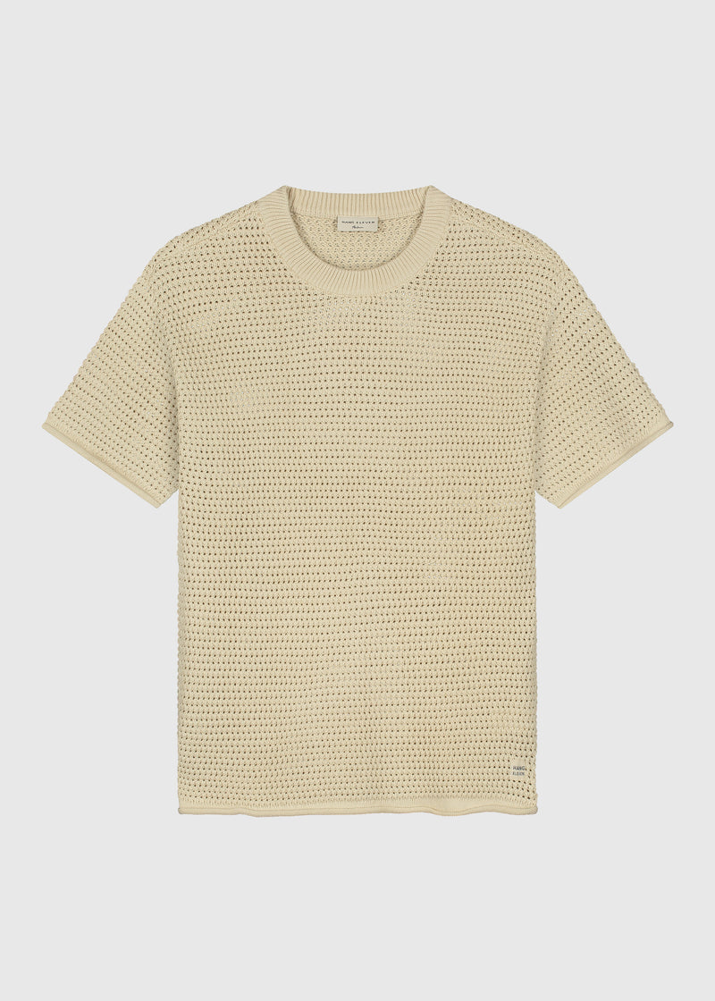 Crochet Knitted Tee - Sand
