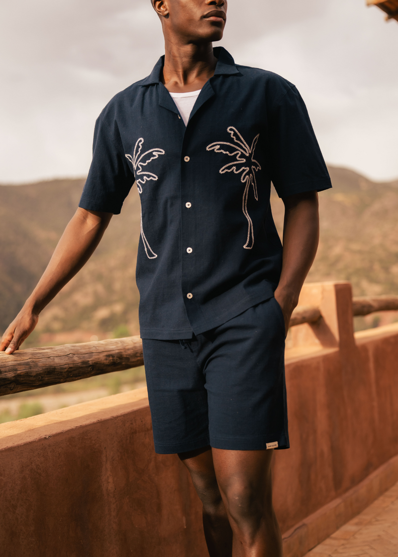 Chemise Palm Slub - Bleu marine